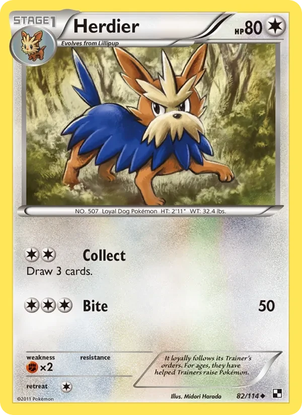 Herdier 82/114 Black & White Pokémon card