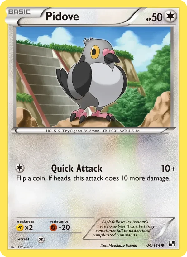 Pidove 84/114 Black & White Pokémon card