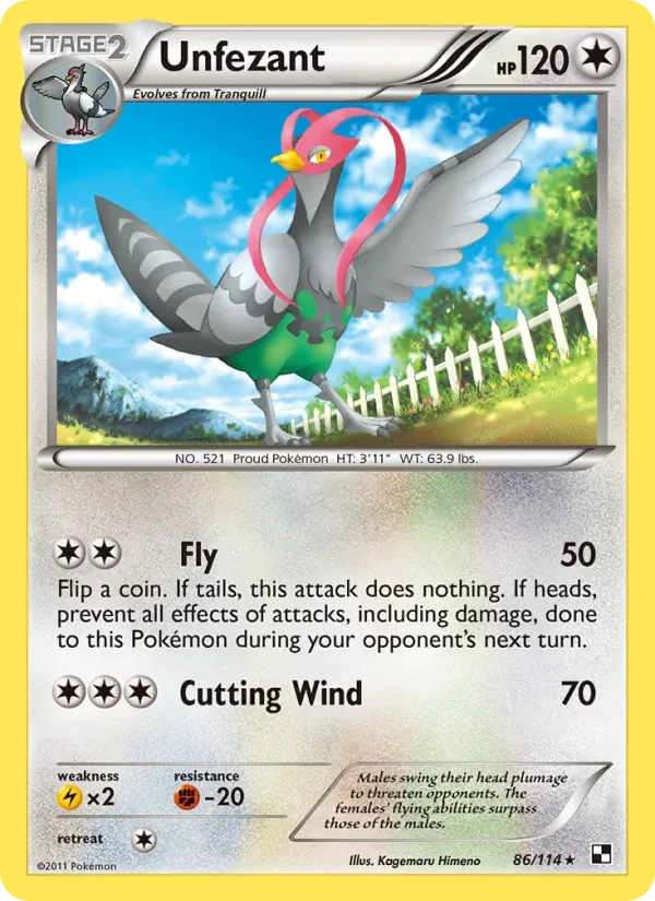 Unfezant 86/114 Black & White Pokémon card