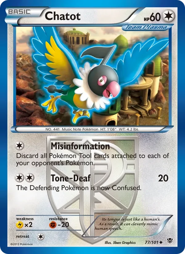 Chatot 77/101 Plasma Blast Pokémon card