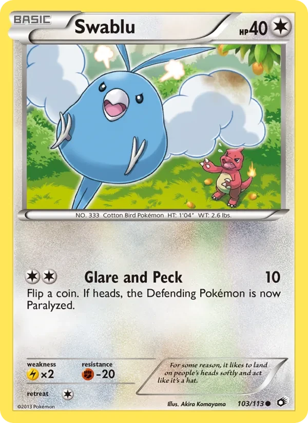 Swablu 103/113 Legendary Treasures Pokémon card