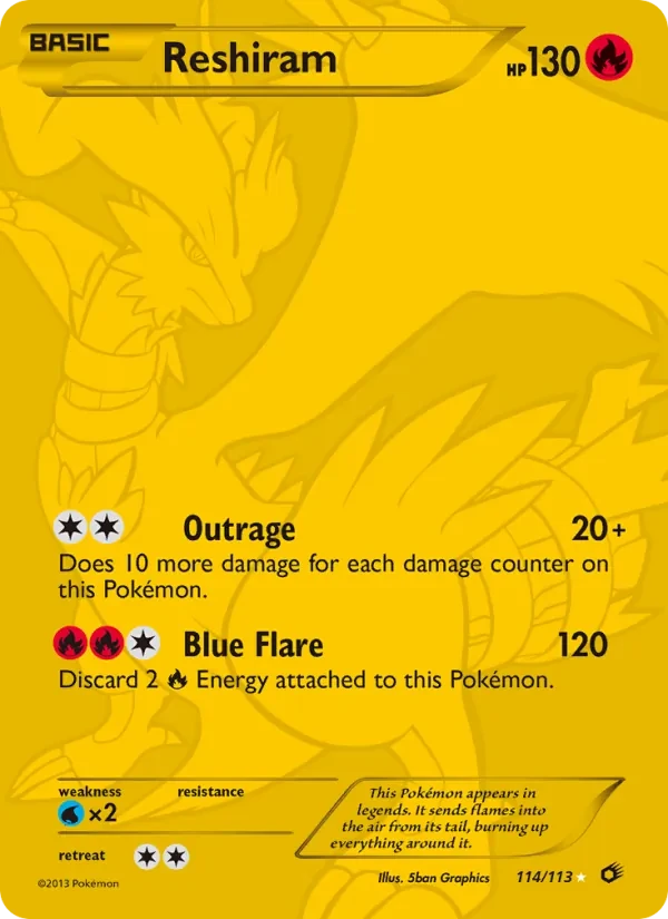 Reshiram 114/113 Legendary Treasures Pokémon card