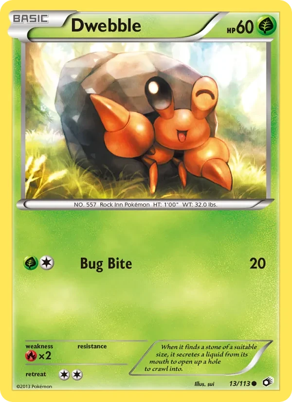 Dwebble 13/113 Legendary Treasures Pokémon card