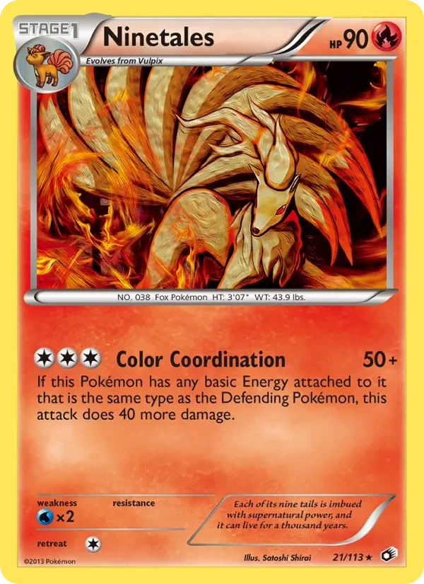 Ninetales 21/113 Legendary Treasures Pokémon card