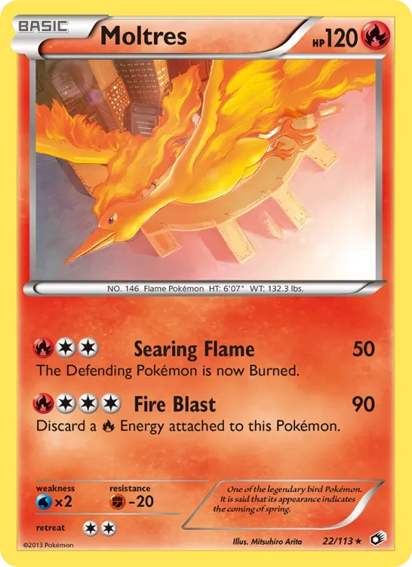 Moltres 22/113 Legendary Treasures Pokémon card