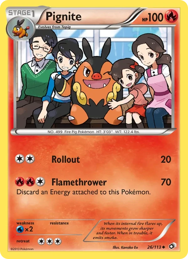 Pignite 26/113 Legendary Treasures Pokémon card