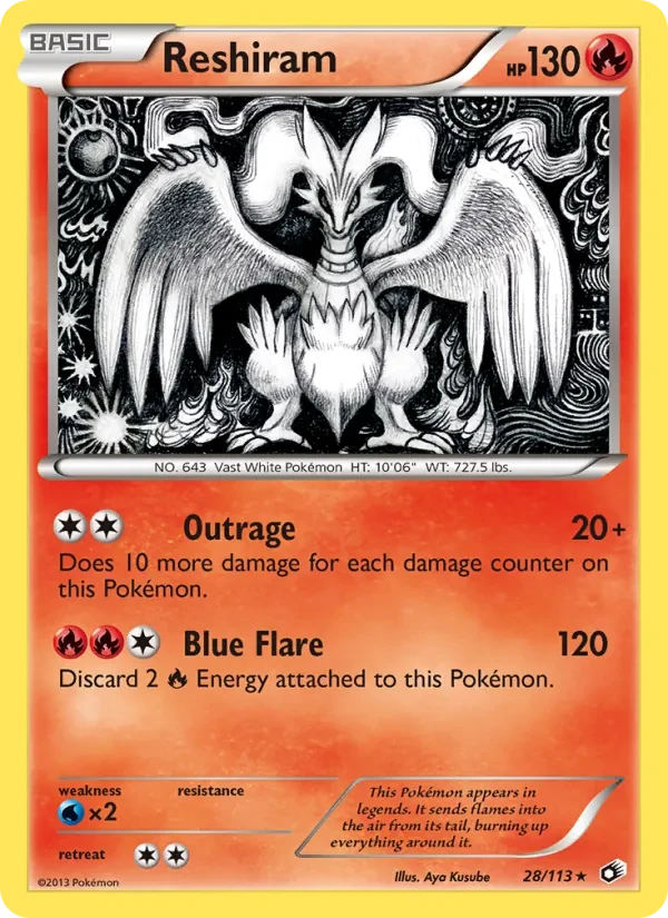 Reshiram 28/113 Legendary Treasures Pokémon card