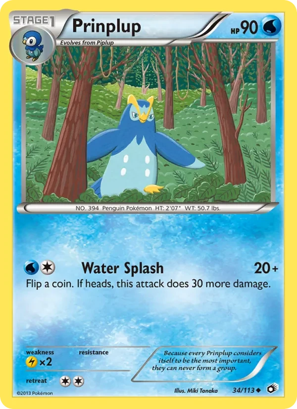 Prinplup 34/113 Legendary Treasures Pokémon card