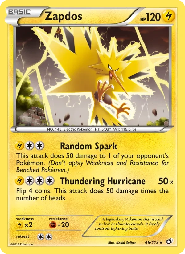 Zapdos 46/113 Legendary Treasures Pokémon card