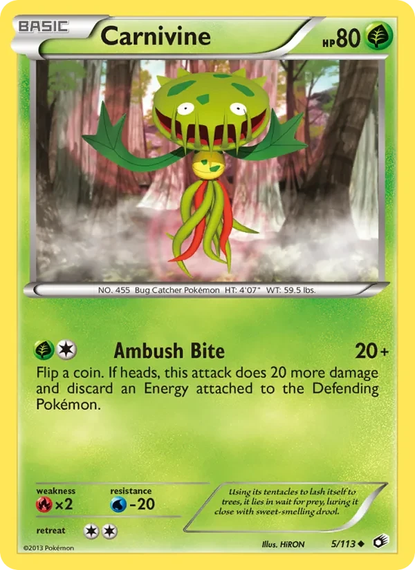 Carnivine 5/113 Legendary Treasures Pokémon card