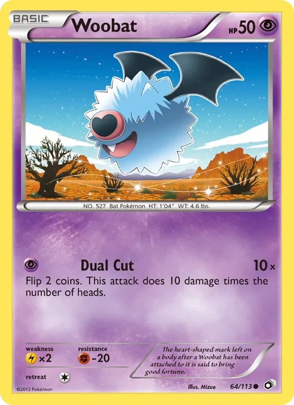 Woobat 64/113 Legendary Treasures Pokémon card