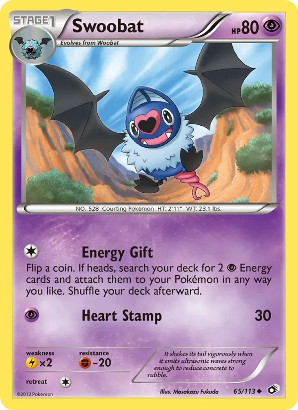 Swoobat 65/113 Legendary Treasures Pokémon card