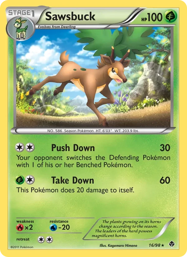 Sawsbuck 16/98 Emerging Powers Pokémon card