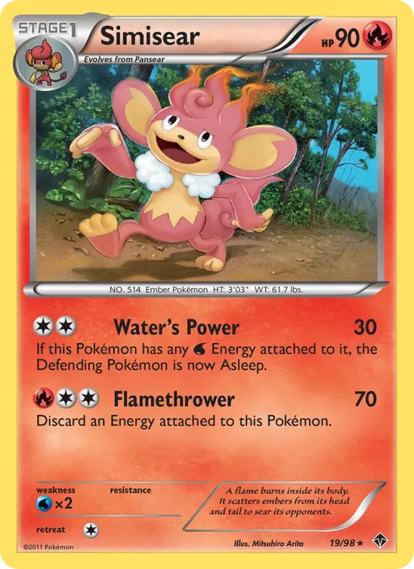 Simisear 19/98 Emerging Powers Pokémon card