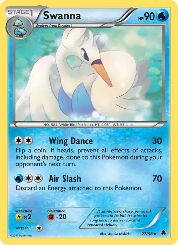 Swanna 27/98 Emerging Powers Pokémon card