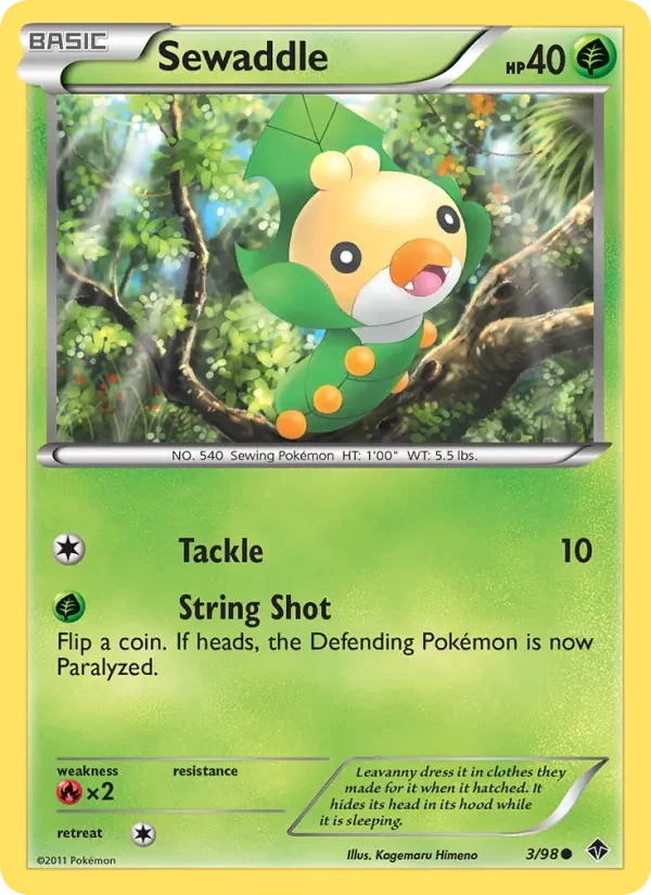 Sewaddle 3/98 Emerging Powers Pokémon Karte