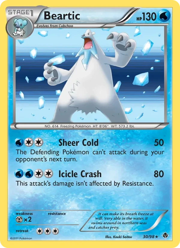 Beartic 30/98 Emerging Powers Pokémon card