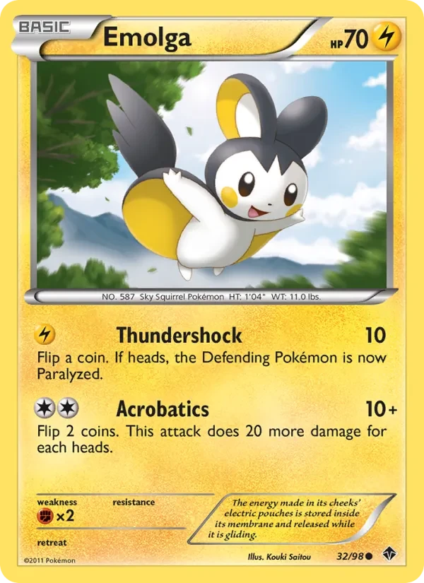 Emolga 32/98 Emerging Powers Pokémon card