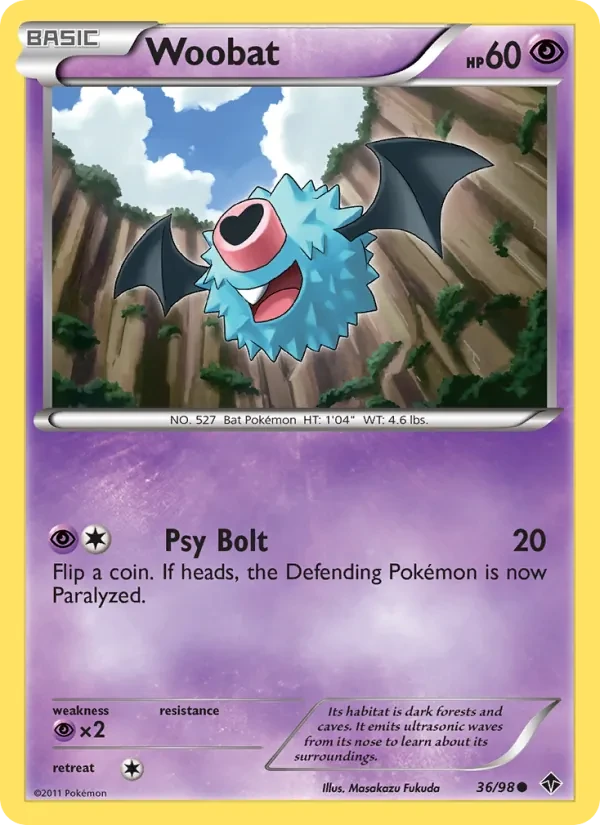Woobat 36/98 Emerging Powers Pokémon Karte