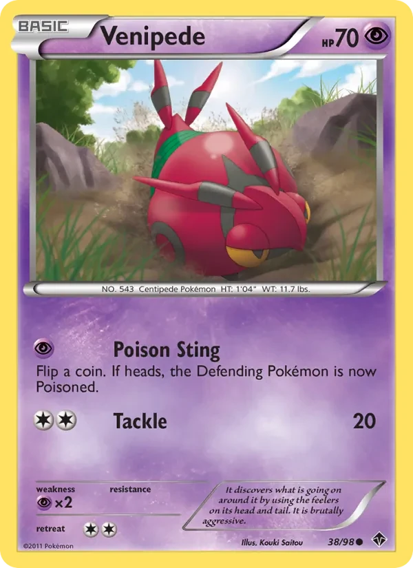Venipede 38/98 Emerging Powers Pokémon card
