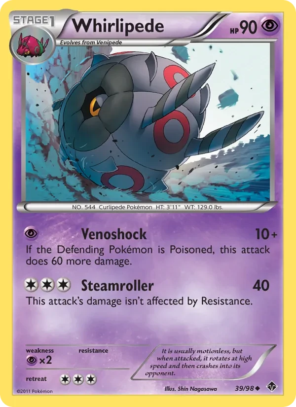 Whirlipede 39/98 Emerging Powers Pokémon card