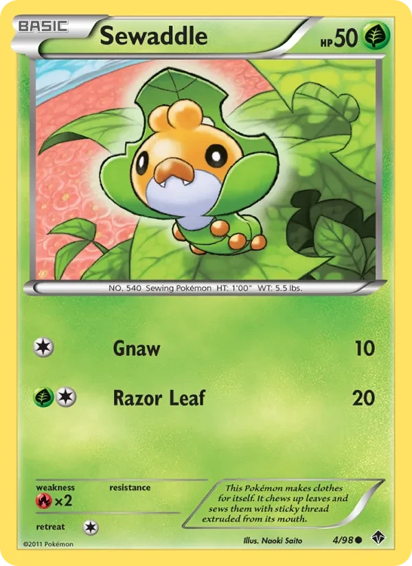 Sewaddle 4/98 Emerging Powers Pokémon card