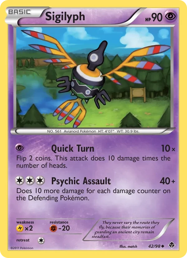 Sigilyph 42/98 Emerging Powers Pokémon card