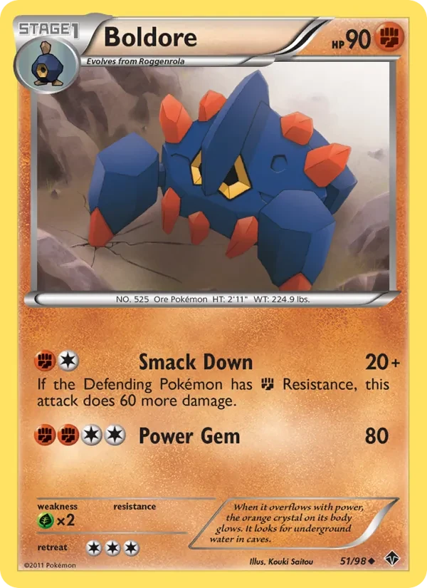 Boldore 51/98 Emerging Powers Pokémon card