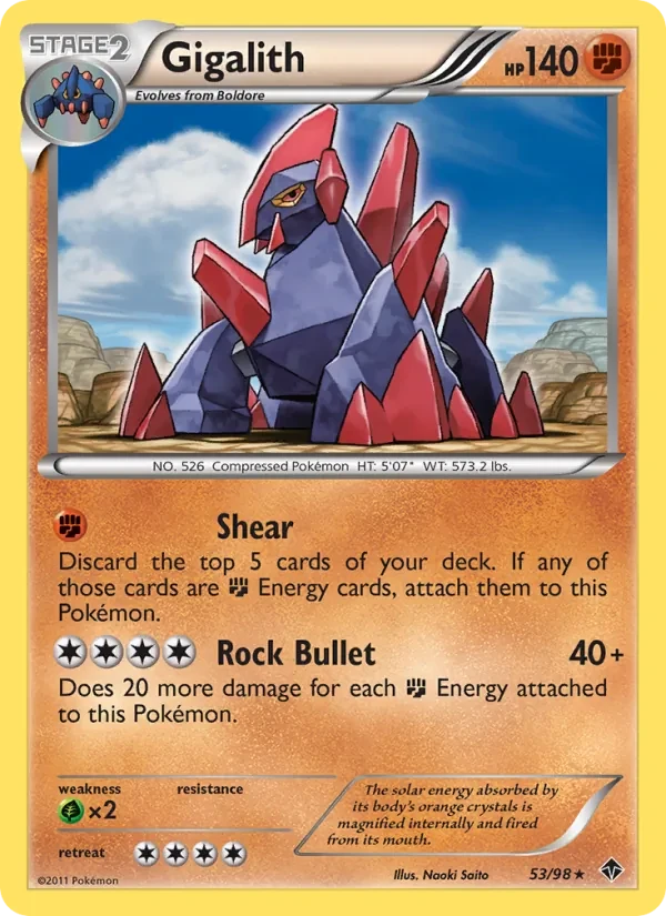 Gigalith 53/98 Emerging Powers Pokémon card