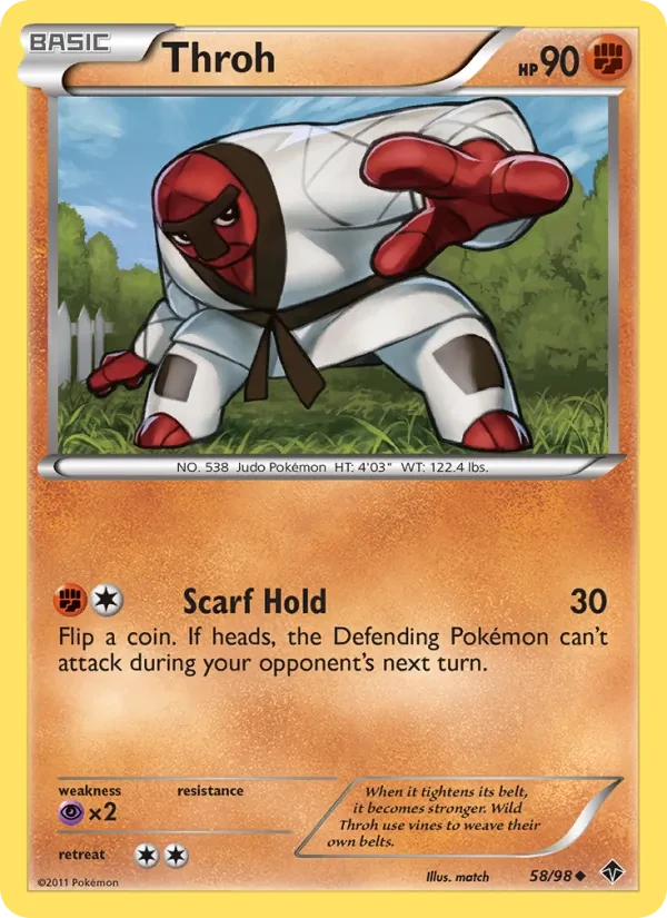Throh 58/98 Emerging Powers Pokémon card