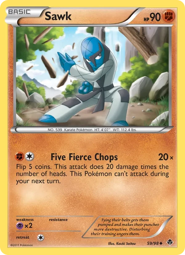 Sawk 59/98 Emerging Powers Pokémon card