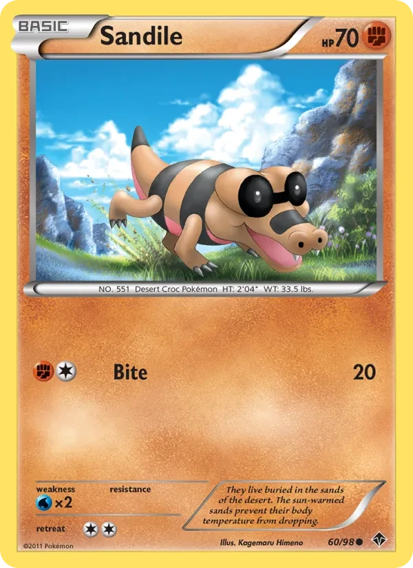 Sandile 60/98 Emerging Powers Pokémon card