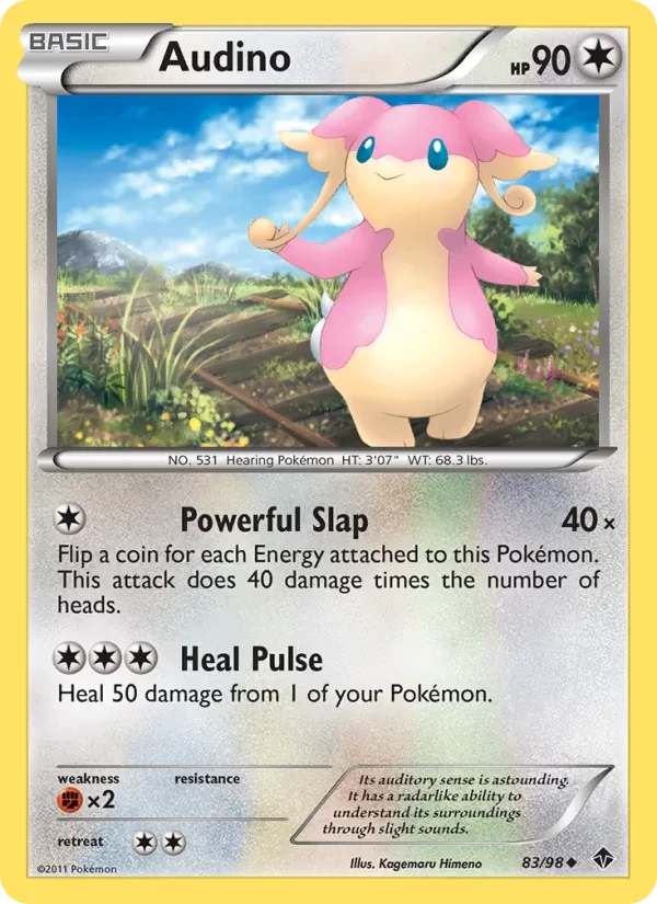Audino 83/98 Emerging Powers Pokémon card