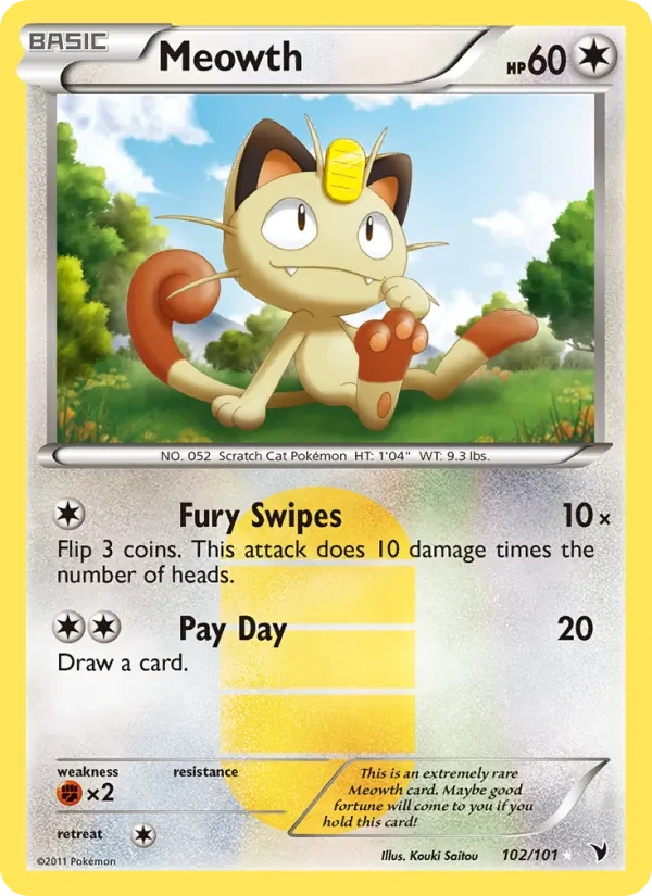 Meowth 102/101 Noble Victories Pokémon card