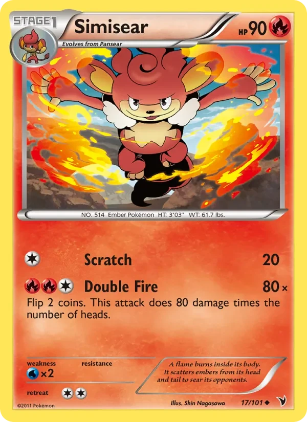 Simisear 17/101 Noble Victories Pokémon card