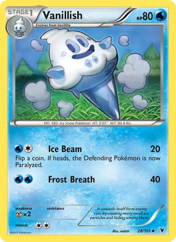 Vanillish 28/101 Noble Victories Pokémon card
