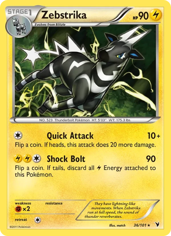 Zebstrika 36/101 Noble Victories Pokémon card