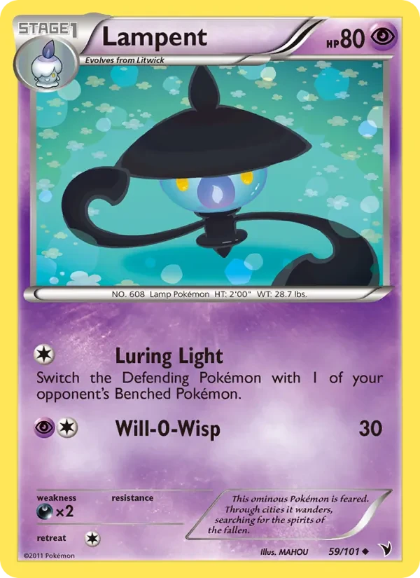 Lampent 59/101 Noble Victories Pokémon card