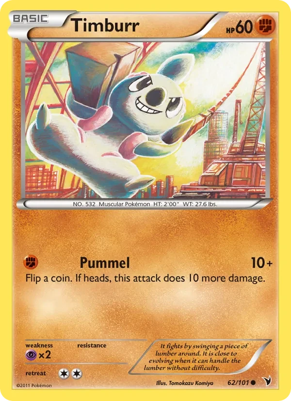 Timburr 62/101 Noble Victories Pokémon card