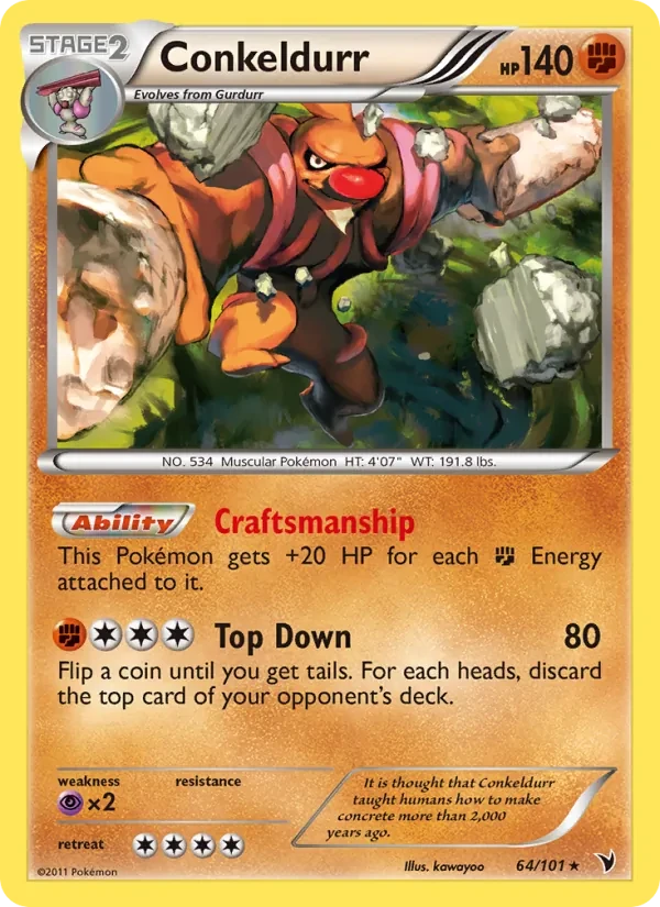 Conkeldurr 64/101 Noble Victories Pokémon card