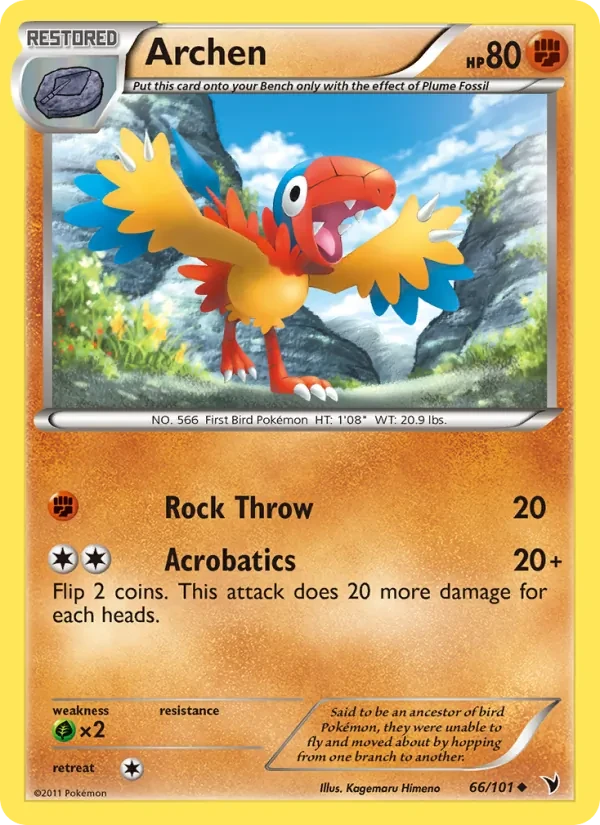 Archen 66/101 Noble Victories Pokémon card