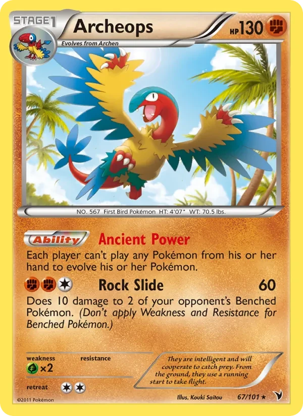 Archeops 67/101 Noble Victories Pokémon Karte