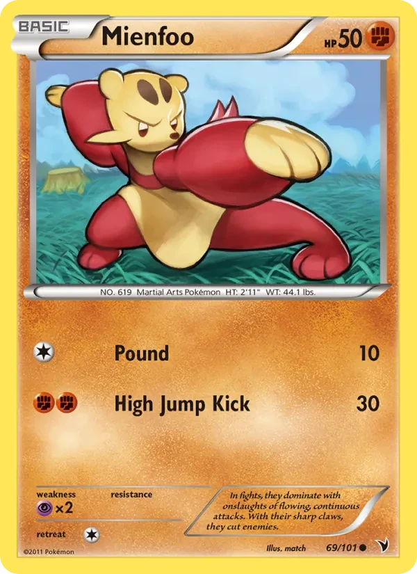 Mienfoo 69/101 Noble Victories Pokémon card