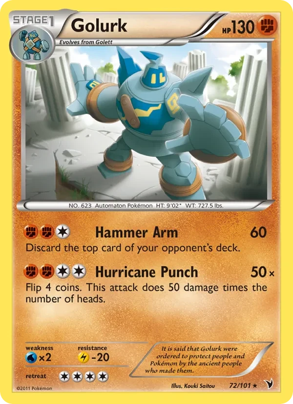 Golurk 72/101 Noble Victories Pokémon card