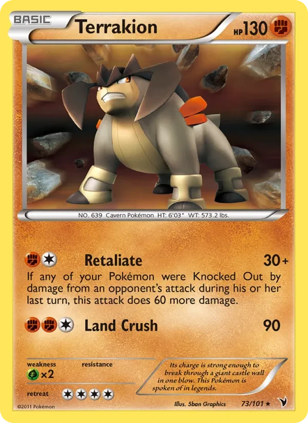 Terrakion 73/101 Noble Victories Pokémon card
