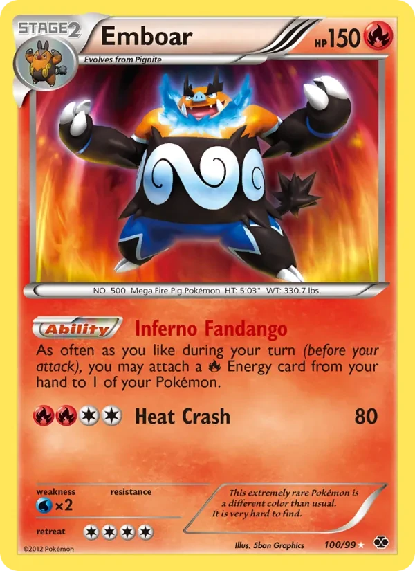 Emboar 100/99 Next Destinies Pokémon card