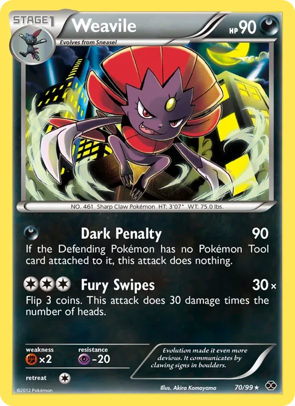 Weavile 70/99 Next Destinies Pokémon card
