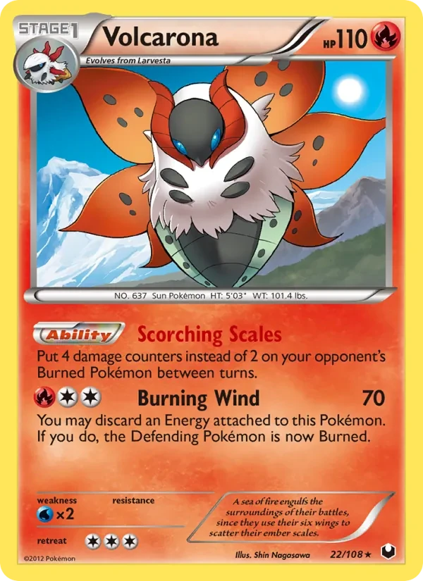 Volcarona 22/108 Dark Explorers Pokémon card