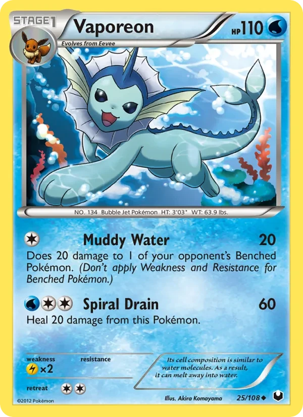 Vaporeon 25/108 Dark Explorers Pokémon card