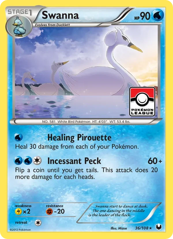 Swanna 36/108 Dark Explorers Pokémon card